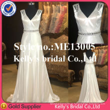 Vestidos formales de fiesta New Arrive Special Design Cap Sleeve Vestido de noite Off-White